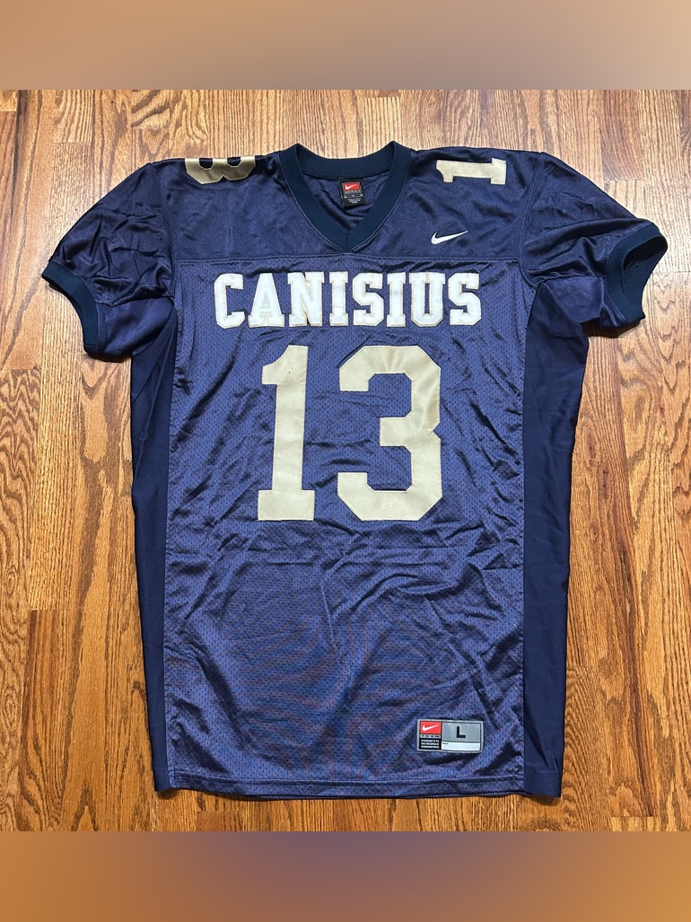 Vintage Canisius University Nike Football Jersey Men’s Large Navy Gold Swoosh